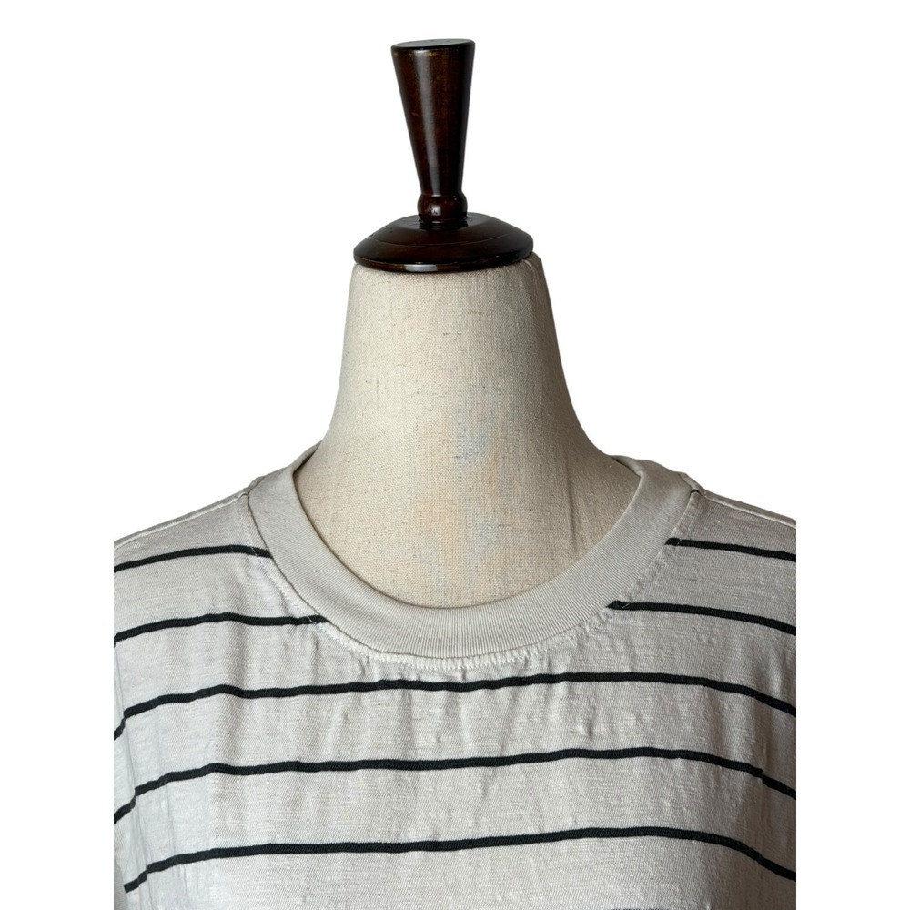 Marine Layer Sadie Slub Crop Tee Women Small Ivory Black Striped Preppy Coastal - Picture 4 of 10